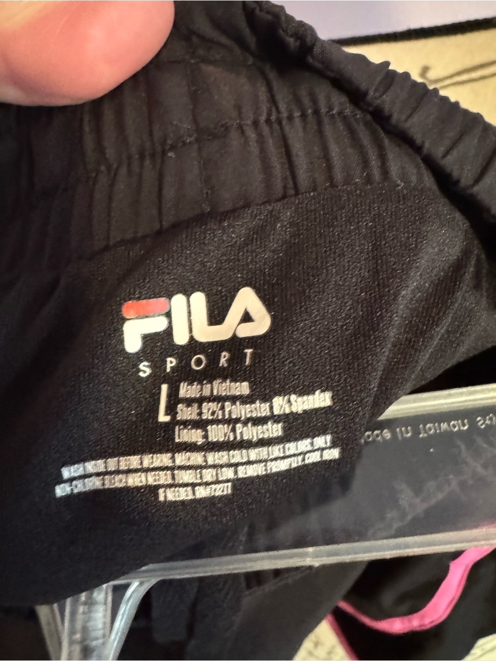 Fila women’s Black Active Shorts with Pink Trim - Women's Performance Shorts - Picture 3 of 3